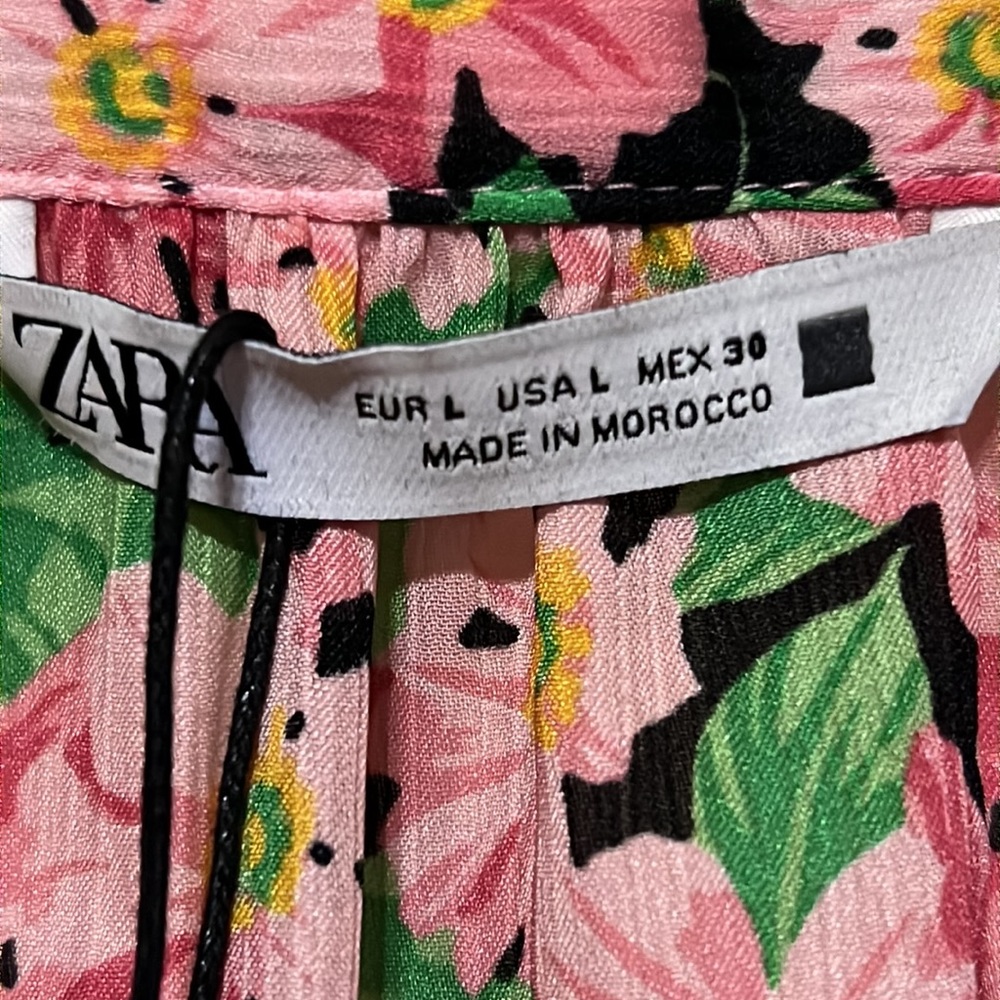 Zara pink floral silky blouse - Picture 6 of 7